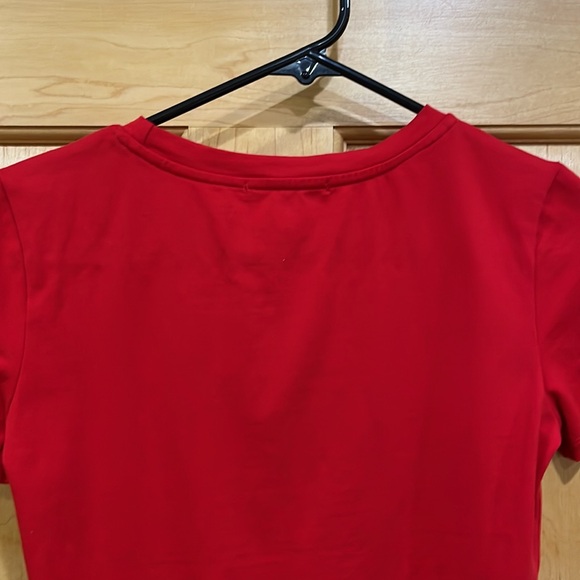 Mangopop red bodysuit short sleeves crew neck snaps at crotch size S - Picture 7 of 9